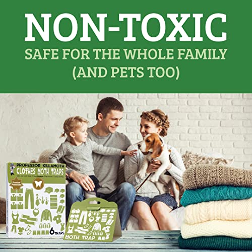Clothes Moth Traps 6 Pack | Child And Pet Safe | No Insecticides | Premium Attractant | Protect Clothes, Sweaters, Wool, Carpet | Safe Moth Killer #TOP3