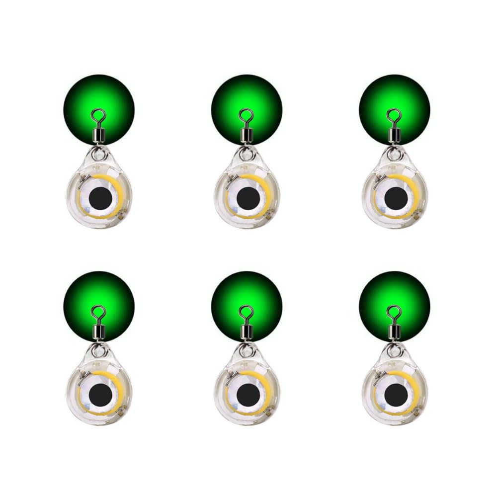 MiOYOOW Underwater Fishing Lights, 6PCS Deep Drop Fishing Lure Light Fish Eye Shape LED Bait Lamp for Pool Boat Saltwater Freshwater