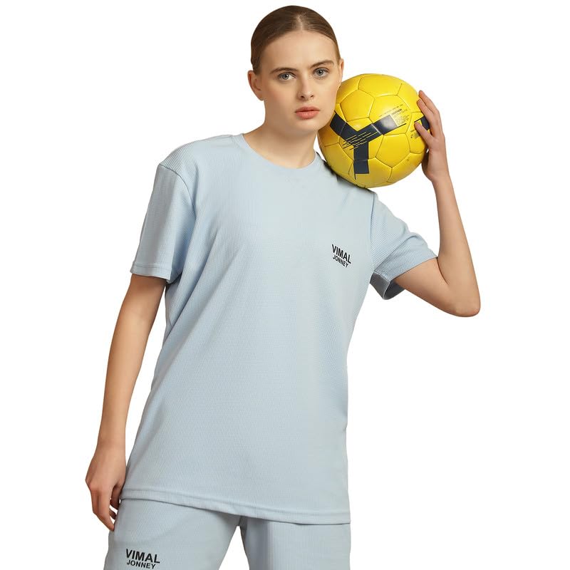 Image of Mack Jonney Solid Polyester Lycra Half sleeves Co-ord Set Trackuit For Women-P