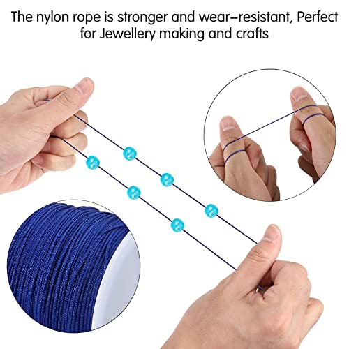 0.8Mm Nylon Cord, Nylon Beading String Knotting Cord, Thread Chinese Knot Macrame Rat-Tail Bracelet Braided String (Bule) #TOP4
