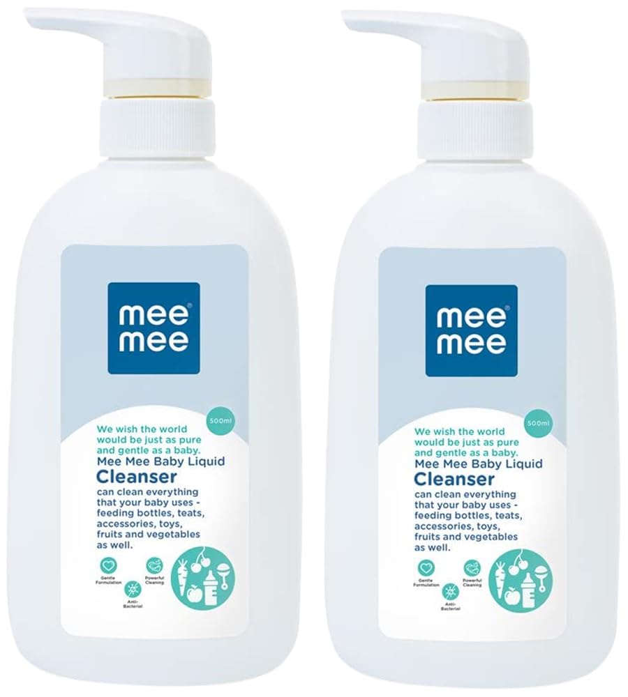 Mee Mee Anti-Bacterial Baby Liquid Cleanser | Kills 99.9% Germs | Feeding Bottle Cleaner Liquid Bowls/Toys/Food/Accessories (500 ml - Bottle) (Pack of 2)-image-11