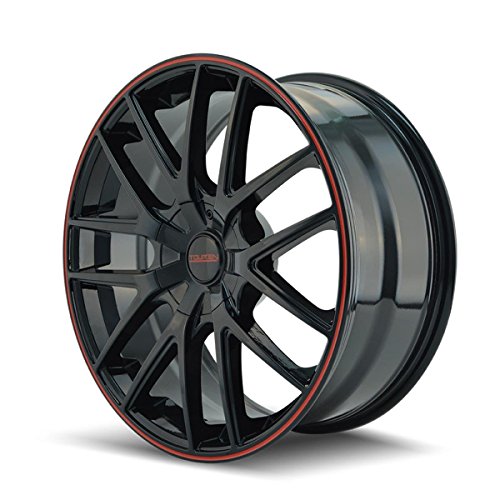 TR60 18x8, Bolt Pattern: 5x115/120, Offset: 20, BLACK/RED RING, set of 1