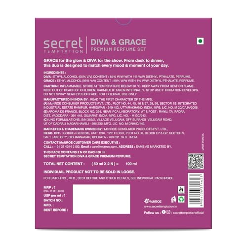 Image of Secret Temptation Perfume for women - 50ml X 2 (Grace + Diva) l Long Lasting Fragrance | Gift for Her