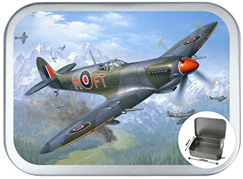 SPITFIRE 150ml,2oz SILVER HINGED TOBACCO TIN,PILL BOX,STORAGE TIN
