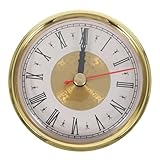 SOLUSTRE Runder Uhrkopfeinsatz Mit Quarzuhrwerk Metall Vintage-Stil Römische Ziffern Geräuscharmer Betrieb Für Heimwerker Und Dekoration