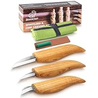 BeaverCraft Holzschnitzmesser-Set S15, Schnitzset für Anfänger, Kinder – Holzschnitzwerkzeug-Set mit detailliertem Spanmesser, Sloyd-Schnitzmessern und Lederstreichriemen, Poliermittel und Tutorials