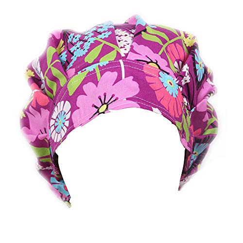 Women's Working Cap Adjustable Sweatband Classic Bouffant Work Cap for Women Ponytail (Print 8)