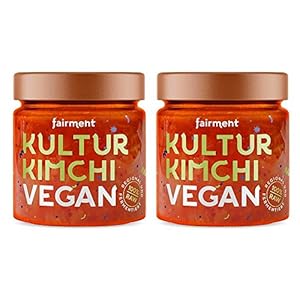 Fairment Kimchi veganistisch, levendige biologische kimchi in glas met chinokool, volgens Koreaans recept, natuurlijk gefermenteerd en niet gepasteuriseerd