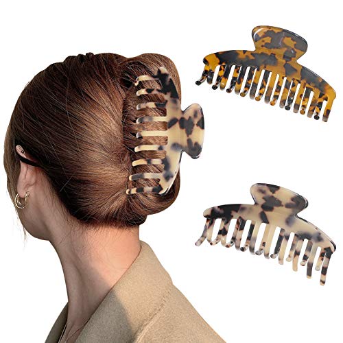 Hair Claw Clips for Women thick hair Nonslip Acrylic Big Hair Clips Banana Barrettes Clip Strong Hold Hair Clips Butterfly Clips Leopard print Stylish Hair Accessories for Women Girls