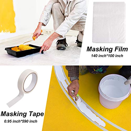 YATTICH Deluxe Paint Roller Kit - 14 Pieces Home Painting Supplies Tools, Foam Brush, House Painting Tray, Rollers and Paint Brushes, Paint Stick, Can Opener