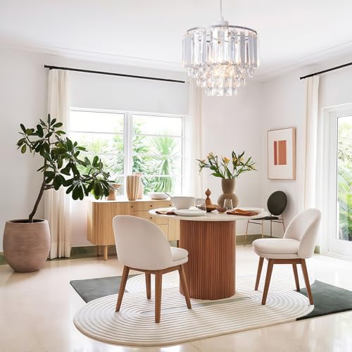 SHINY STAR Crystal Easy-fit Pendant Lampshade,Modern Chrome Frame Ceiling Lightshades,Bevelled Crystal Acrylic Oblong Rods Beads Square-Cut Droplets 4 Tiers Chandelier 907 - Image 3