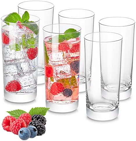 Heat-Resistant Drinking Glasses Set of 6 Double Fashioned Glass Lowball Tumblers 16oz Made From Premium Borosilicate All Crystal-Clear Water Cups, Mixed Drinkware For Daily Use - CL Count (Pack 1)