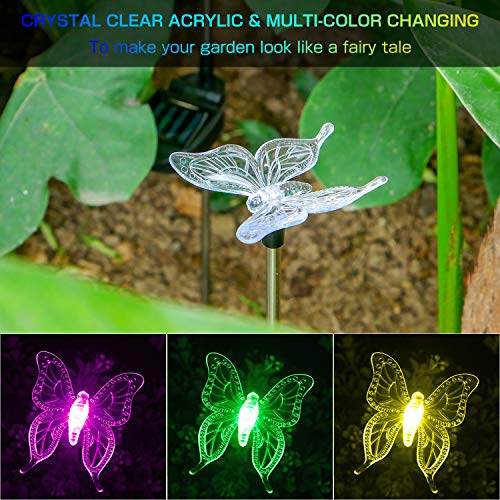 Solar Garden Lights Outdoor, 6-pack OxyLED Figurine Stake Light, Color Changing Decorative Landscape Light LED Solar Powered Hummingbird Butterfly Dragonfly for Patio Yard Pathway Halloween Christmas
