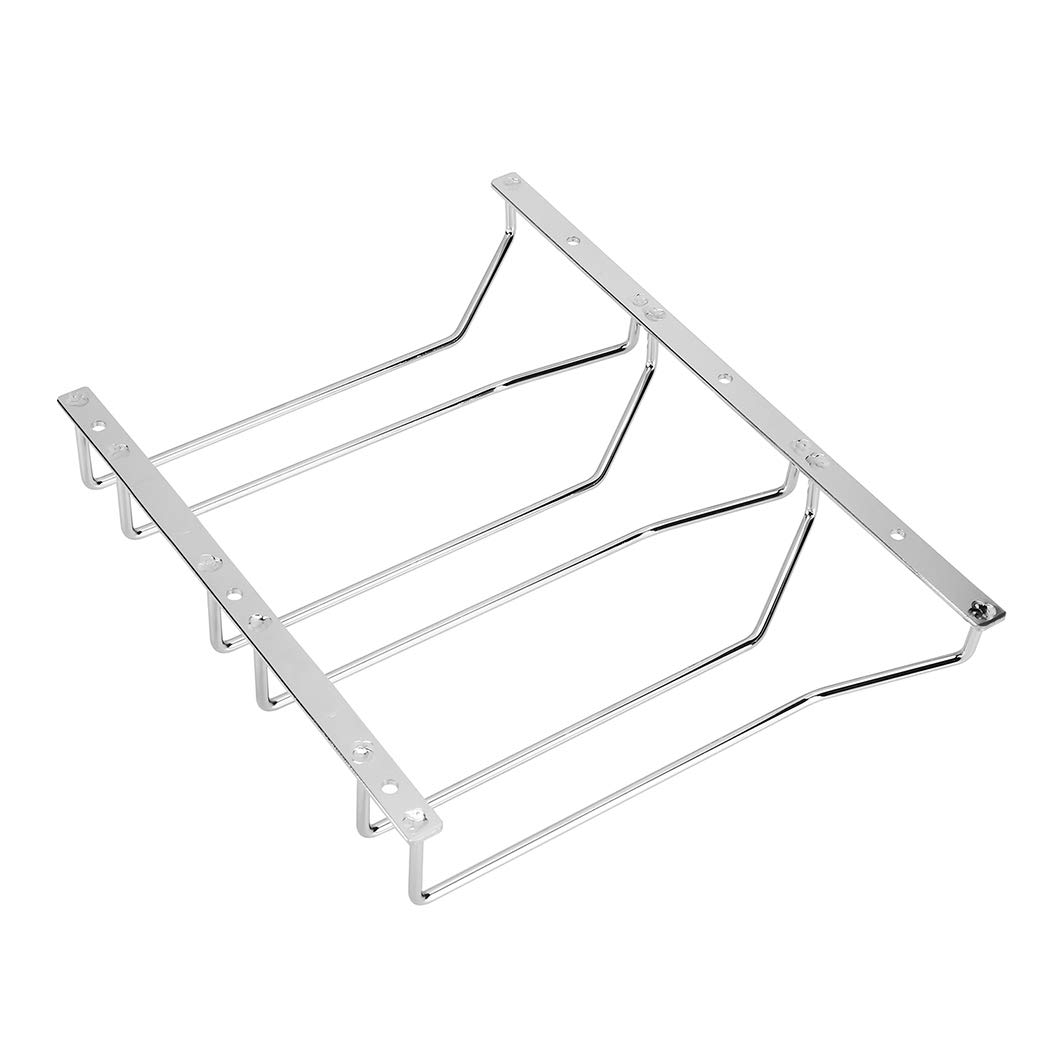 Portabicchieri Sotto Gabinetto Sospensione Rack Porta Calici Di Vino Titolare Con Viti Finitura Cromata 24cm 3 Righe