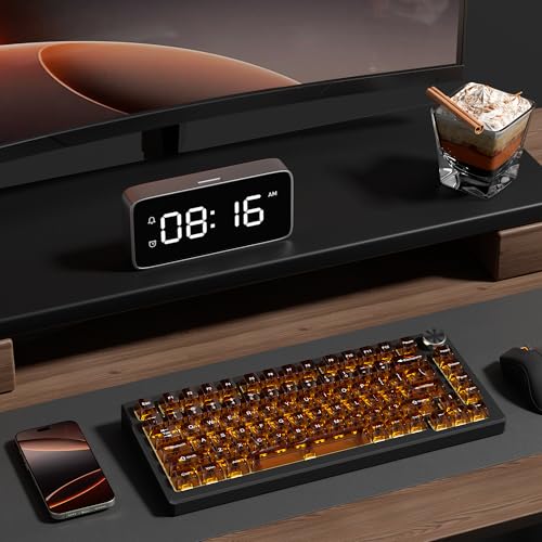 Image of dagaladoo Brown Clear keycaps,Crystal Transparent keycaps 60 75 100 Percent,Ceramic Jelly Key caps Set,Shine Through Key caps,MDA Profile Keyboard Key Cap for Mx Switches Mechanical Keyboard