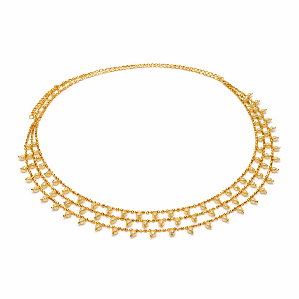 gc premium jewellery Gold Plated Pearl Latkan Kamarbelt Traditional Brass Waist Chain for Women-picture-15