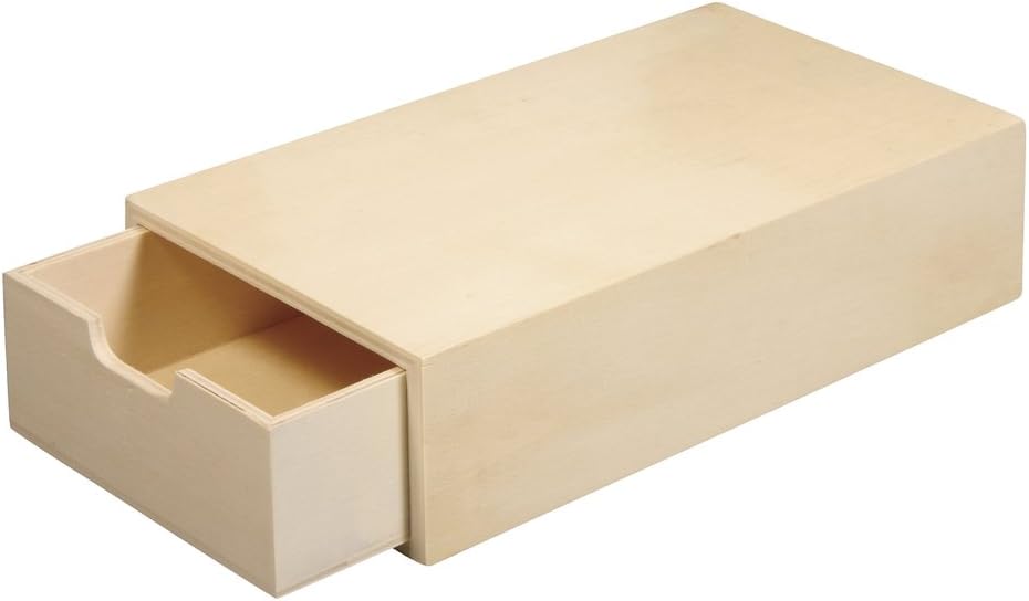 Large Wooden Matchbox, Sliding Drawer Box for DIY Crafts, Storage Box to Decorate, DIY Wood Jewellery Box, natural wood, 20x10x5cm, 62601000