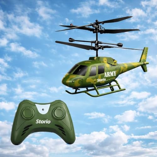 Image of Storio Remote Control Helicopter for Kids | RC Helicopter Toy, Hand Sensor Auto Lift, Easy Up & Down Control, USB Rechargeable, LED Lights