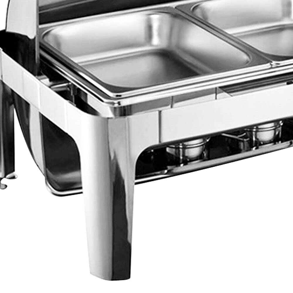 Set scaldavivande professionale Chafing Dish da 9 l, in acciaio inox, per buffet, colazione, feste (1 serbatoio dell'acqua + 2 contenitori per la combustione)
