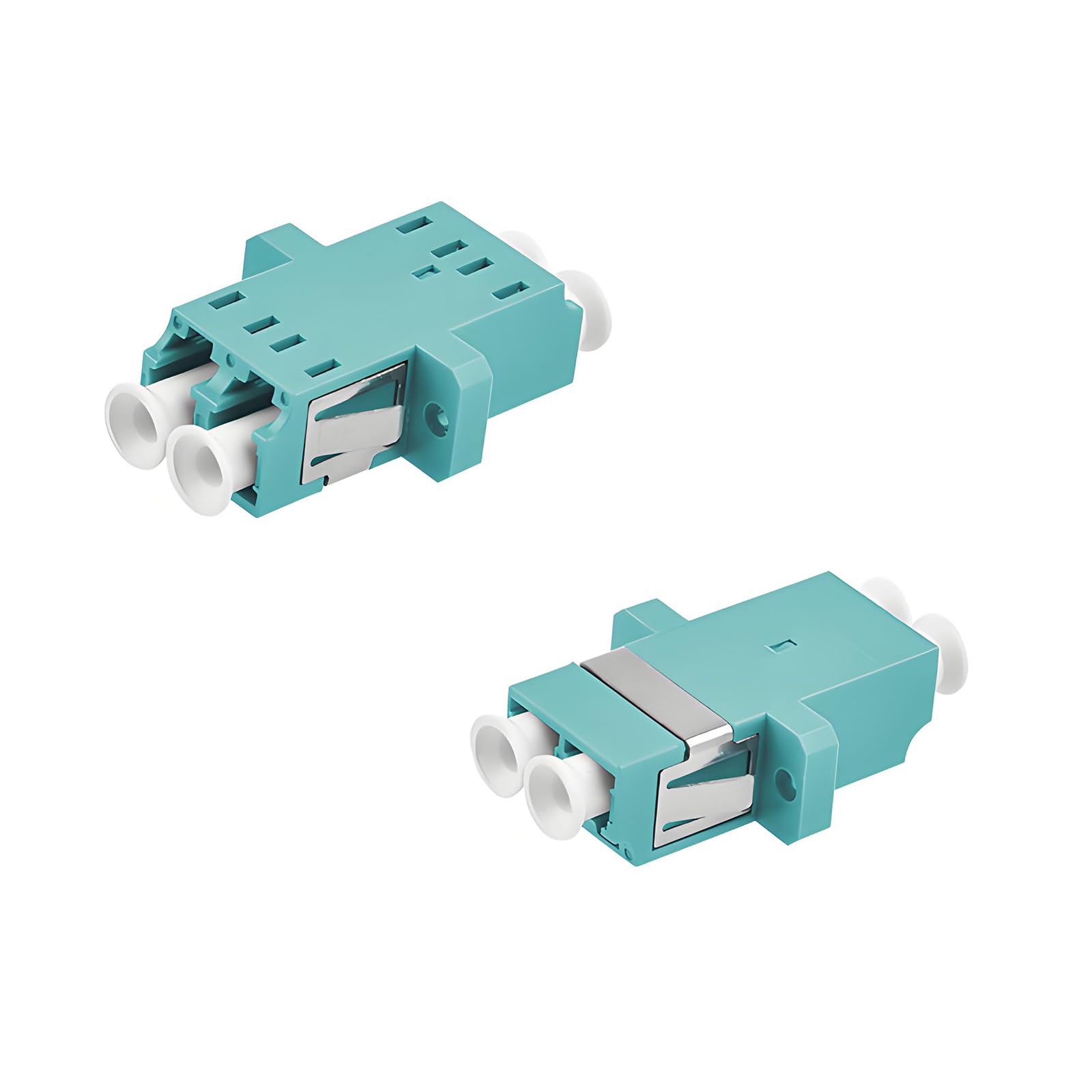 JOVXIAZ 10-Pack LC to LC UPC Duplex Multimode Fiber Optic Adapter Coupler for Data Center OM3 Network Systems - Aqua