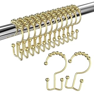 Bathdesign Złote Haczyki do Zasłon Prysznicowych 12 szt.