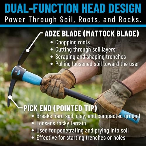 Mattock de acero con mango de fibra 36 in y cabeza 5 lb miniatura 3