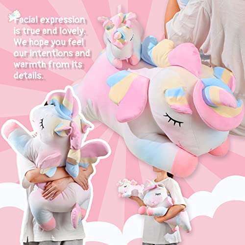 Aixini Plush Unicorn Stuffed Animal Pillows Toy, 31.5 Inch Cute Soft Colorful Rainbow Unicorn Plushie Gifts For Girls #TOP6