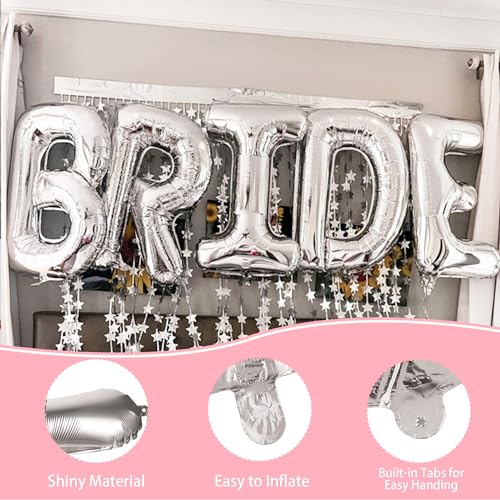 Image of 40inch Silver Bride Balloons - Jumbo Bride to Be Balloons for Bridal Shower Bachelorette Party Decorations and Engagement Party Supplies