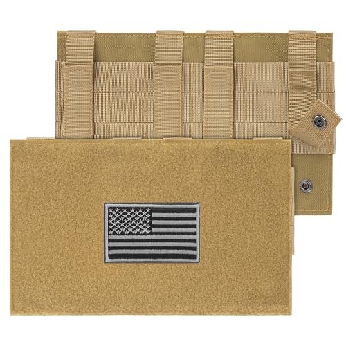 MOLLE Patch Panel Mounting Placard Platform Hook & Loop Panel - DIY Morale Patch Board for Tactical Vests & BackpacksKhaki