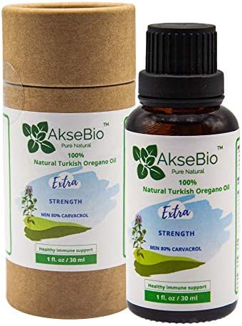 AkseBio Oregano Oil, 30 ml-1 oz Liquid Oregano Oil Organic - Mediterranean Oil of Oregano - Min 80% Carvacrol - Extra Strength Oregano Oil - Essential and Turkish Wild Oregano Oil