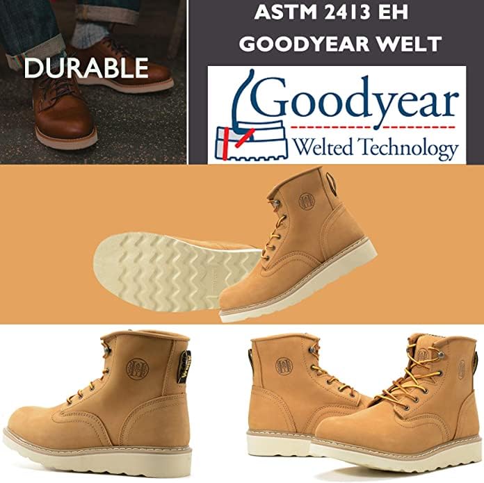 Image of CONRAD Wheat Nubuck Work Boot Collection: Sturdy, Soft Toe, Slip-Resistant Safety Shoes for Men