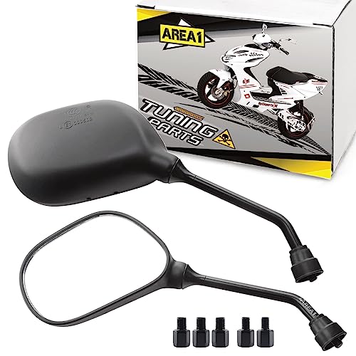 Area1 Kit rétroviseur scooter (droite+gauche) ATV Quad Rétroviseur M8 M10 droite/gauche, convient à Baotian BT49QT Rex AGM-Motors Nova Motors Benzhou ATU...