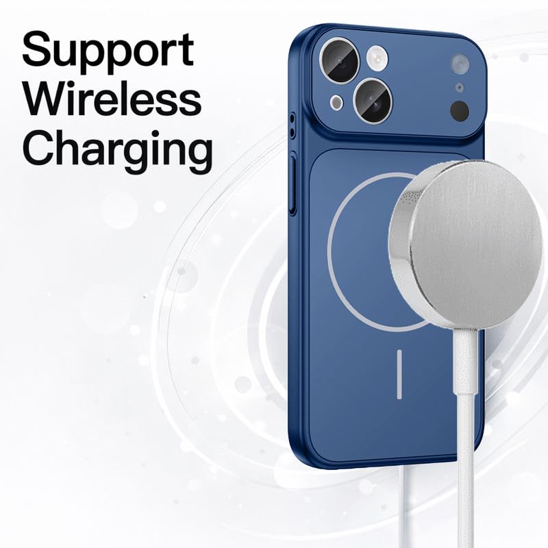 Image of SHINESTAR Converter Case for iPhone 15 Plus | Premium Protective Mag-Safe Cover | iPhone 17 Pro / 17 Pro Max Series Style Design | in-Built Camera Guard | Wireless Charging Compatible - Blue