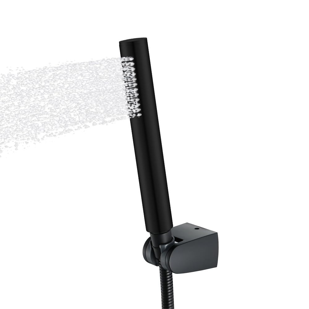Soffione Doccia Anticalcare con Valvola ad Angolo 1/2", Doccetta in Acciaio Inox Alta Pressione, Set con Tubo Flessibile 1,5m e Supporto, Risparmio Idrico per Bagno e Animali