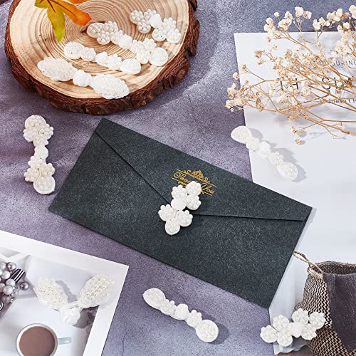 Nbeads 16 Sets White Chinese Frog Buttons, 4 Styles Polyester Button With Abs Plastic Imitation Pearl Chinese Handmade Sewing Fasteners Closure Cheongsam Buttons For Diy Sewing Coats Cloak Sweater #TOP1