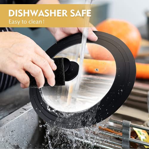 Ydeapi Universal Lids For Pots, Pans & Skillets - Fits 7", 8" & 9" Diameter, 10", 11" & 12" Diameter Cookware, Tempered Glass With High Heat Resistant Silicone Rim (2Pk) #TOP6