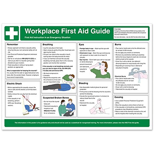 Workplace First Aid Guidance Poster - A2 (594 x 420mm) : Amazon.co.uk ...