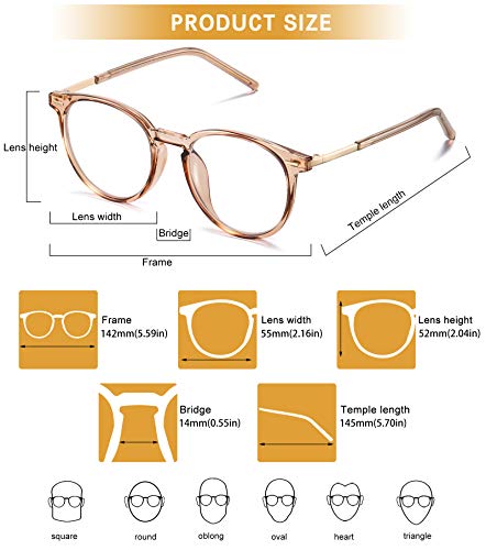 Image of DUCO Blue Light Glasses for Men Women Blue Ray Blocking Glasses Computer Gaming Glasses Teens Retro Round Eyeglasses Frame Brown 5216