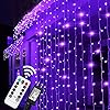 Twinkle star 66x98ft 300 led curtain string lights fairy string lights with remote control timer for halloween party bedroom home decor purple  urban country home decor
