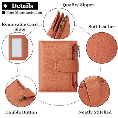 Image of Airkit Small Wallet Women RFID Blocking Soft Leather Bifold Compact Card Holder Wallet for Women with Zipper Coin Pocket 4 ID Window