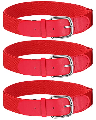 Hercicy 3 Pieces Adult and Youth Baseball Softball Uniform Belts Adjustable Size Uniform Belt (Red Adult)