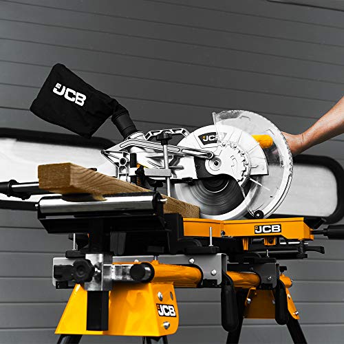 JCB - Miter Saw Stand, Extendable Beam Extension Arms for Extra Support, 3'- 5' Extension, Durable Item Compatible With Other Brands, JCB Tools