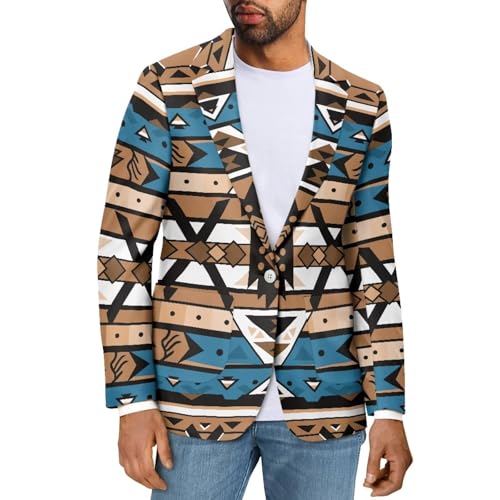 Men's Aztec Blazer Casual Sports Jacket Formal Coat Jacket Casual Wear Mexican Ethnic Tribe Aztec Pattern