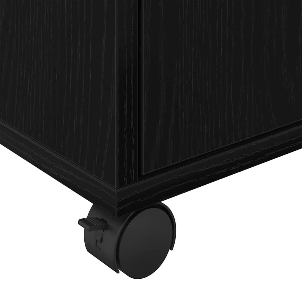 Armario con ruedas de madera de roble negro, 45 x 38 x 54 cm, con cajón y estante, armario de almacenamiento para oficina, pasillo, sótano, espacio de almacenamiento para archivos, carpetas