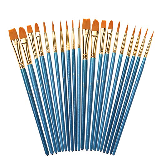 DIYASY Paint Brushes Set,Nylon Hair Artist Brush for Acrylic Paint(20-Pack)