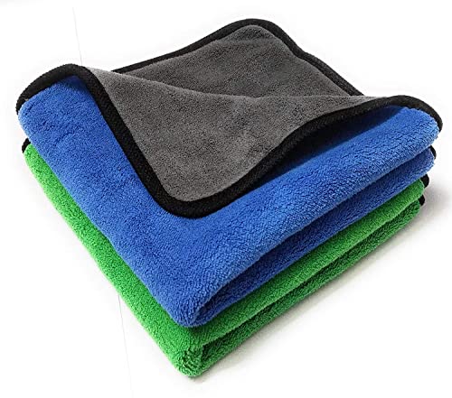 Image of Auto Hub 800 GSM Microfiber Double Layered Cloth Extra Thick Plush, Lint Free Microfiber Towel for Home /Office /Kitchen /Car /Bike (40x40 cm, Pack of 2) (Assorted) Mix Color