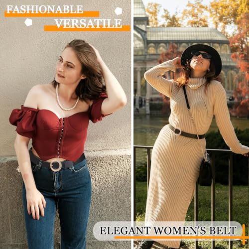 Belts for Women Black Leather Belt Women Trendy Womens Belts Jeans Soft Ladies Waist Belts Adjustable Size Up to 38"4