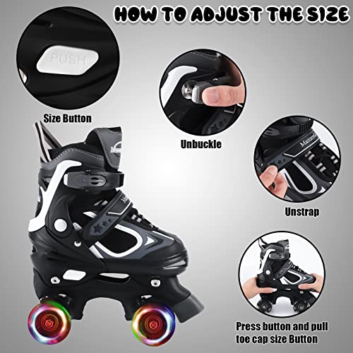 Kids Roller Skates For Girls And Boys, 4 Sizes Adjustable Roller Skates With Light Up Wheels, Outdoor & Indoor Roller Skates For Kids Children Beginners,Patines Para Niñas Niños #TOP1