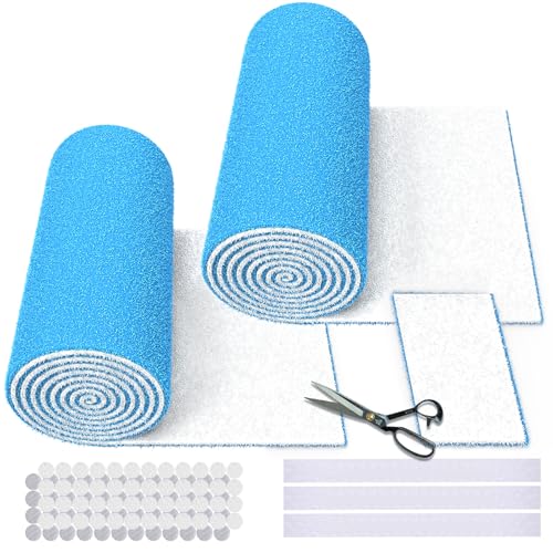 Image of 12 x 120 inch Air Vent Filters, 2PCS Cut-to-Size MERV 8 Air Filter Material(80+ Filters), Triple Layer HVAC Furnace Vent Filter for Floor, Ceiling, Grilles - Includes 48PCS Adhesive Hook Tape.