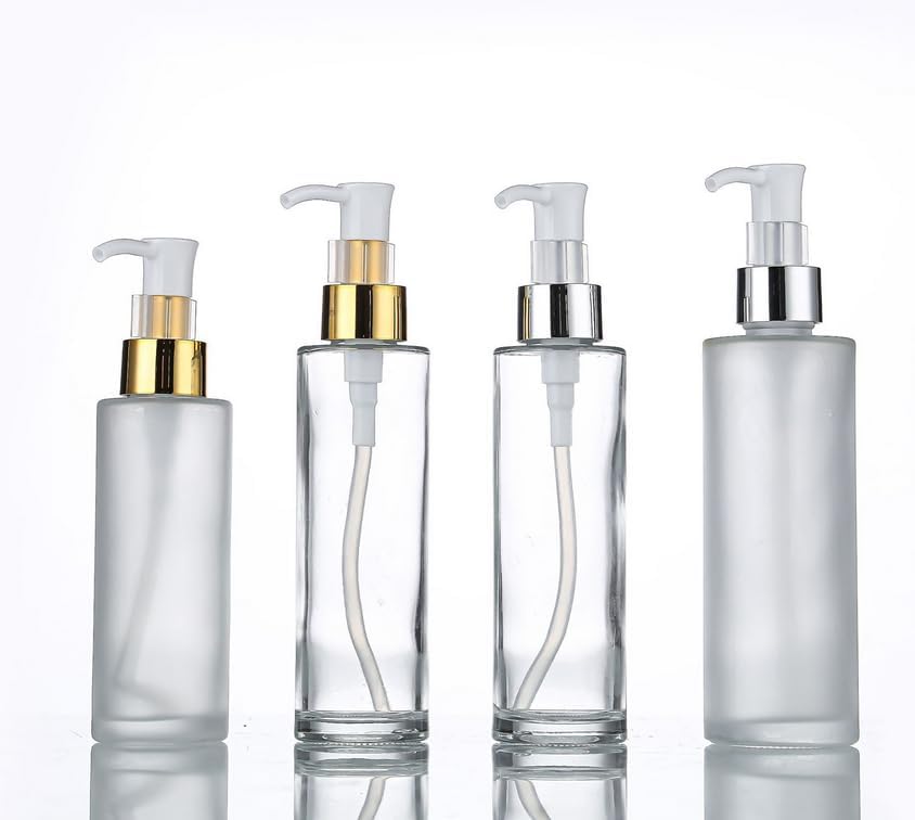 2PCS 120ml/4oz Empty Clear Glass Lotion Pump Press Bottles Soap Dispensers Refillable Cosmetic Makeup Essence Essential Oil Sample Packing Containers Jars - Image 8